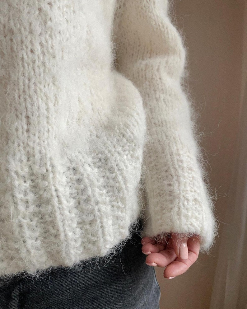 Knitting Pattern Mohair Sweater, Sweater Pattern, Mohair sweater, Alpaca sweater pattern, Easy pattern, Mohair chunky sweater knit pattern image 7