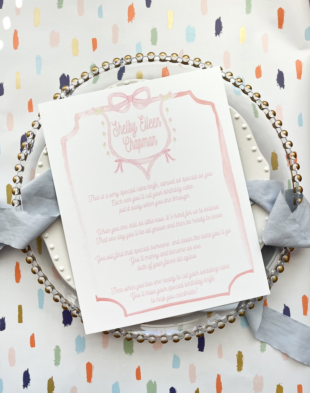 Birthday Cake Knife Poem, First Birthday Present, My Birthday Knife, My