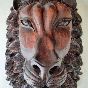 Wood Carvings,Wooden Lian head design ,Goddess Figurine,Home Decor, Gift, Wood Sculpture,Vintage