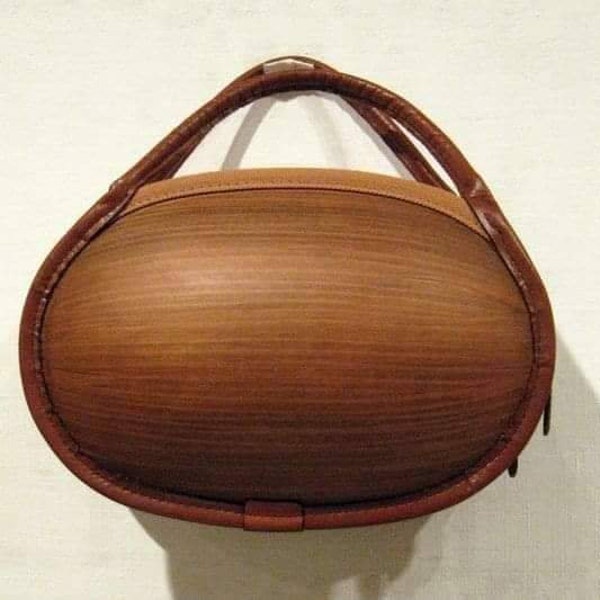 MINI wooden bag , Wooden handbag ,Groove - Muscato,handmade shoulder flap bag Plantwear | crossbody handbag for women,personalized bag