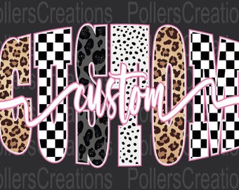 Preppy Custom Png Custom Design Png Leopard Checkered Sublimation Designs Girly Checkered  Personalized Png