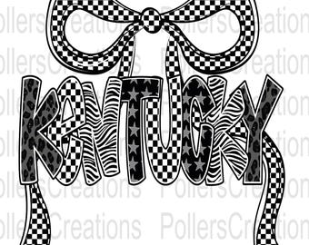 Coquette Kentucky Png, State Sublimation Design, Checkered Leopard Print, Country, Cute Trendy Digital Download File