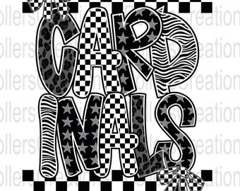 Preppy Cardinals Png, Mascot Checkered Leopard, School Spirit Sublimation Designs, Coquette Girly Doodle Clipart