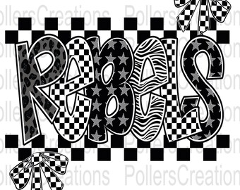 Preppy Rebels Png, Mascot Checkered Leopard, School Spirit Sublimation Designs, Coquette Girly Doodle Clipart