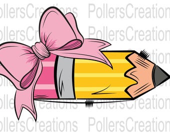 Meisjespotlood met strik Girly Coquette Back To School-sublimatieontwerpen handgetekende png