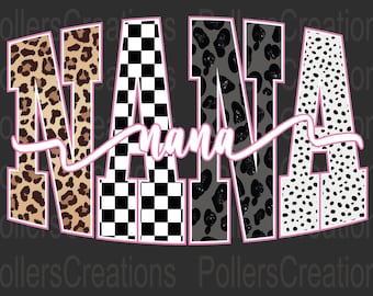 Preppy Nana Png, Leopard Checkered Sublimation Designs, Mother's Day Grandma Gift