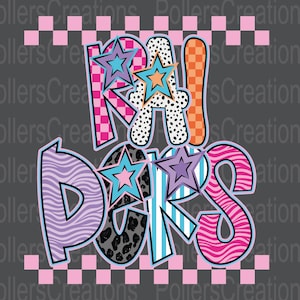 Preppy Raiders Mascot Png, School Spirit Girly Clipart, Checkered Doodle Sublimation Designs, Hand Drawn Teacher Png