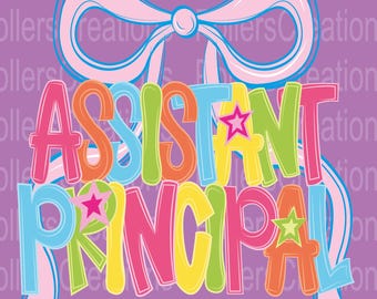 Preppy Assistant Principal Png First Day Of School Para Coquette Girly Doodle Clipart Sublimation designs Hand Drawn Teacher Png