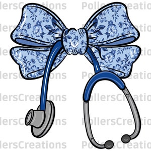 Nurse Coquette Png, Nurse Bow Ribbon Stethoscope Sublimation designs Hand Drawn
