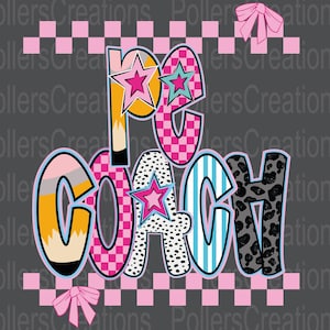 Preppy PE Coach Png First Day Of School Pencil Coquette Star Lightning Bolt Checker Dalmatian Doodle sublimation designs Hand Drawn