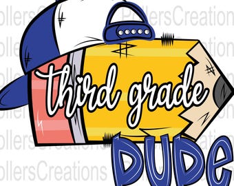 Boy Third Grade Dude Pencil With Hat Png First Day Of School Youth Boy Png Doodle Clipart sublimation designs Hand Drawn png