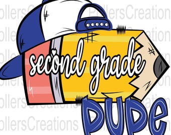 Boy Second Grade Dude Pencil With Hat First Day Of School Youth Boy Png Doodle Clipart sublimation designs Hand Drawn png