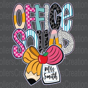 Adretter Büro Kader png Bleistift Kokette Schulpersonal Benutzerdefinierter Name Checker Dalmatiner Clipart Sublimationsentwürfe Hand gezeichnet als Png