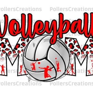 Volleyball Mom Png,Sublimation Design,Red,Leopard Mom,Volleyball Design,Volleyball Gift for Mom,Leopard Design,Animal Print,Sport Png