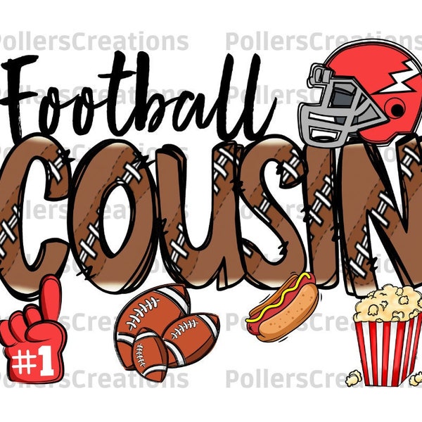 Football Cousin Png, Dessins de sublimation de football, Rouge, Cadeaux, Chemise Cousin Png, Doodle, Sport Png