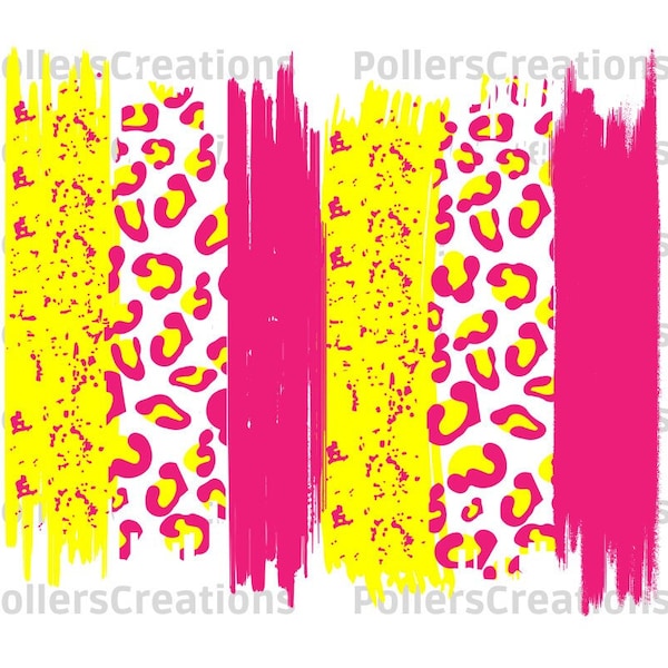 Trait de pinceau léopard rose jaune png, dessins de sublimation de coup de pinceau