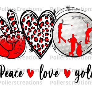 Peace Love Golf Png,Golf Png,Golf Sublimation Designs,Red,Golf Shirt Png,leopard golf png,Golf Gifts for men,Leopard Designs,Sport Design