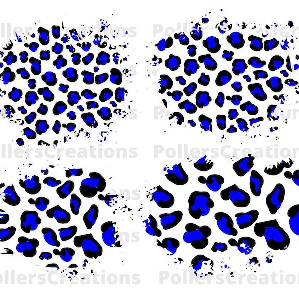 Patchs imprimés léopard blanc bleu Png, motifs de sublimation en détresse, arrière-plan, imprimé animal, fond de guépard