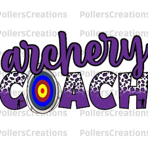 Archery Coach Png,Sublimation Designs,Archery,Purple,Leopard Coach,Archery Design,Archery Gift,Leopard Design,Transparent png File,Sport Png