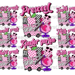 Retro School Grades Bundle Png,First Day of School Png,Teacher,Sublimation Designs Downloads