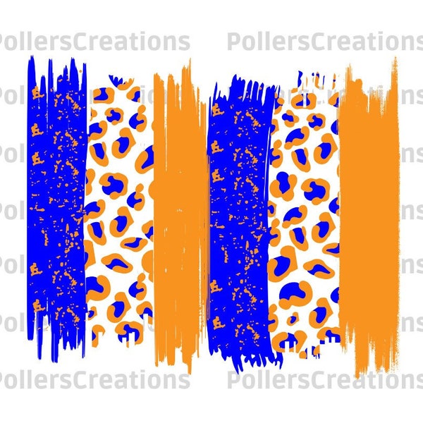 Orange Blue  Leopard Brush Stroke Png,Brush Stroke Sublimation Designs ,Background