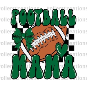 Green Football Mama Png, Football Bow Sublimation designs Hand Drawn