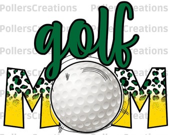 Golfmamma png, sublimeringsdesigner, guldgrön, leopardmamma png, golfdesign, golfpresenter till mamma, golfbollar, leoparddesign, djurtryck, sport png