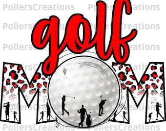 Golfmamma png, sublimeringsdesigner, röd, leopardmamma png, golfdesign, golfpresenter till mamma, golfbollar, leoparddesign, djurtryck, sport png
