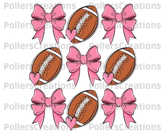 Coquette football Png, Football Pink Bow Sublimation designs Hand Drawn