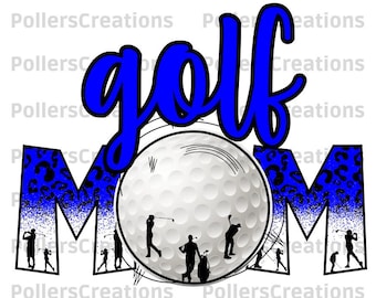 Golfmamma png, sublimeringsdesigner, blå, leopardmamma png, golfdesign, golfpresenter till mamma, golfbollar, leoparddesign, djurtryck, sport png