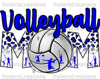 Volleyball Mom Png,Sublimation Designs,Blue,Leopard Mom Png,Volleyball Design,Volleyball Gift for Mom,Leopard Design,Animal Print,Sport Png
