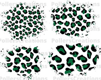 Green White Leopard Print Patches Png,Distressed Sublimation Designs,Background,Animal Print,Cheetah Background,Patches Png