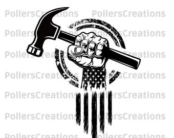 Construction Hammer Flag hand Build Handyman Work Home Carpenter Service Tool Repair Sublimation Designs Download Hammer Gift Png