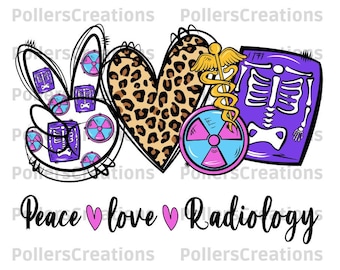 Peace Love Radiologie Png, Radiologie Sublimationsdesign, Tech, Léopard, dessiné à la main, uvre d'art imprimable, Art numérique