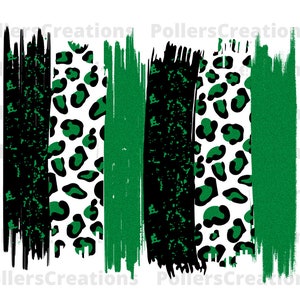 May include: Abstract digital art print featuring black and green brushstrokes with a leopard print pattern.