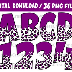 Half Leopard Font Png Bundle for Sublimation,Font Bundle,Purple,Sublimation Bundle,Cheetah Letters,Animal Print Alphabet Png,Animal Font Png