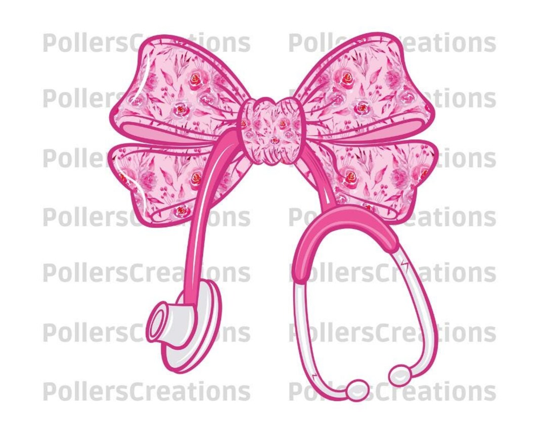Nurse Coquette Png, Nurse Pink Bow Ribbon Stethoscope Sublimation ...
