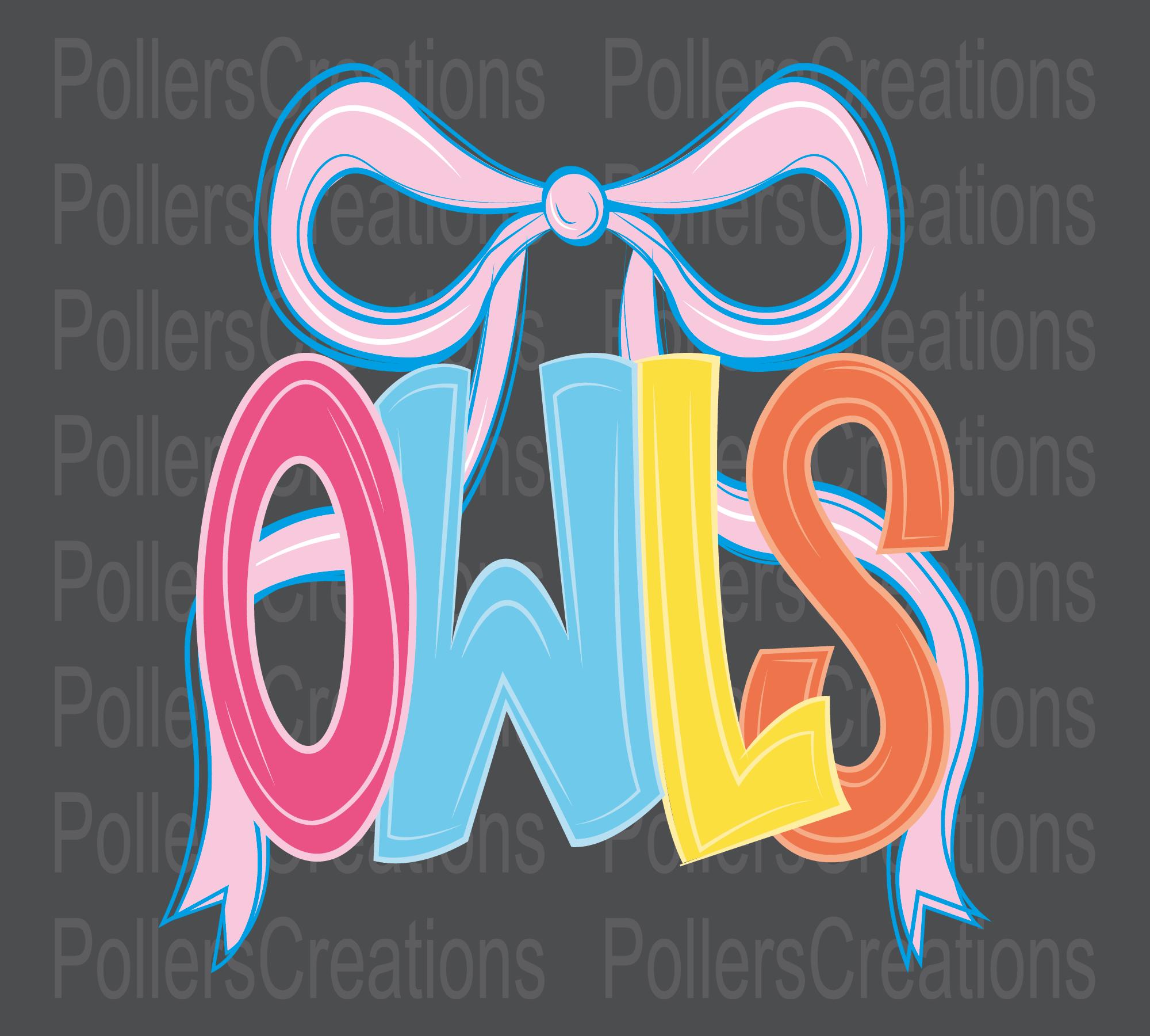 Owls Png Preppy Mascot School Spirit Sublimation, Coquette Girly Doodle Colorful Letters Hand Drawn