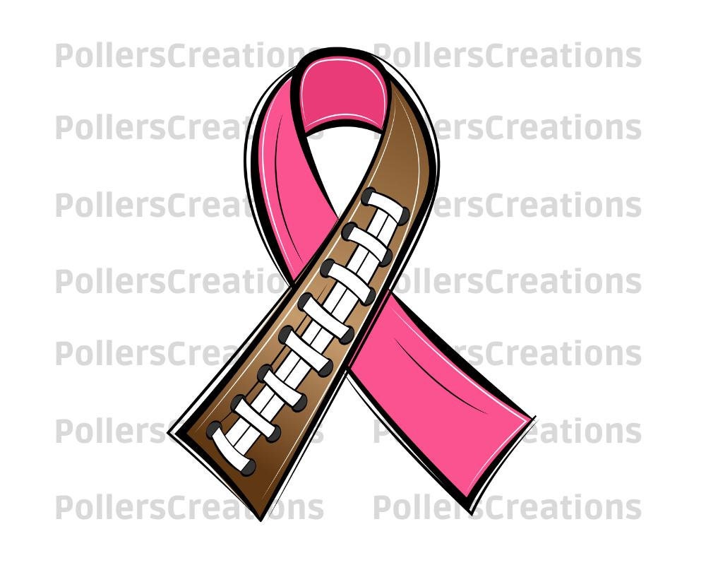 Breast Cancer Ribbon Football Png Awareness Sublimation designs Hand Drawn