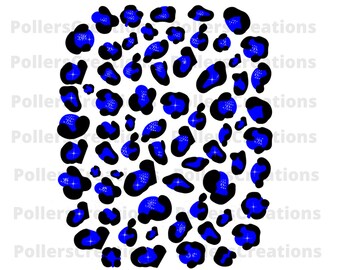 Blauer Leopard beunruhigt Png-Datei, Sublimation Design digitaler Download Clipart, Sublimation d'arrière-plan, Coup de pinceau png, Animal Print