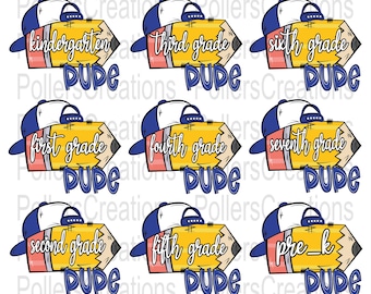 Boys School Grade Pencil With Hat Png Back To School Bundle Youth Boy Sublimation Designs Hand Drawn Teacher Png