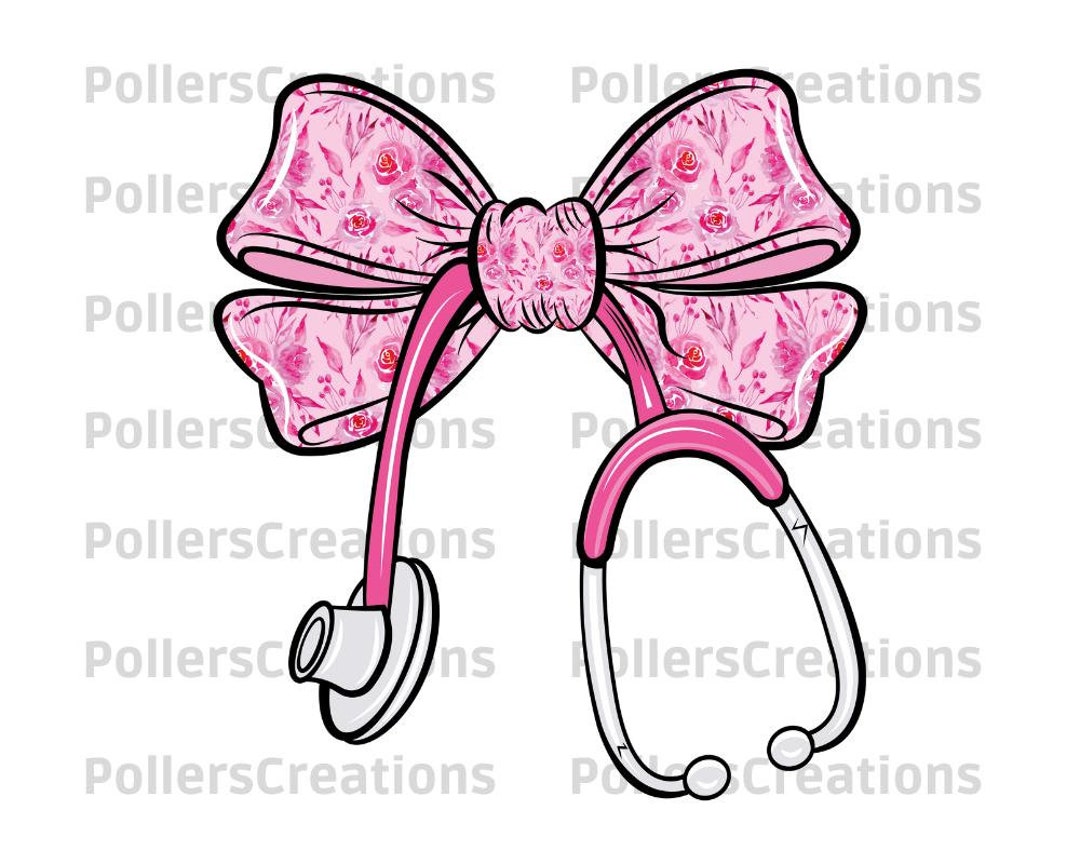 Nurse Coquette Png, Nurse Pink Bow Ribbon Stethoscope Sublimation ...