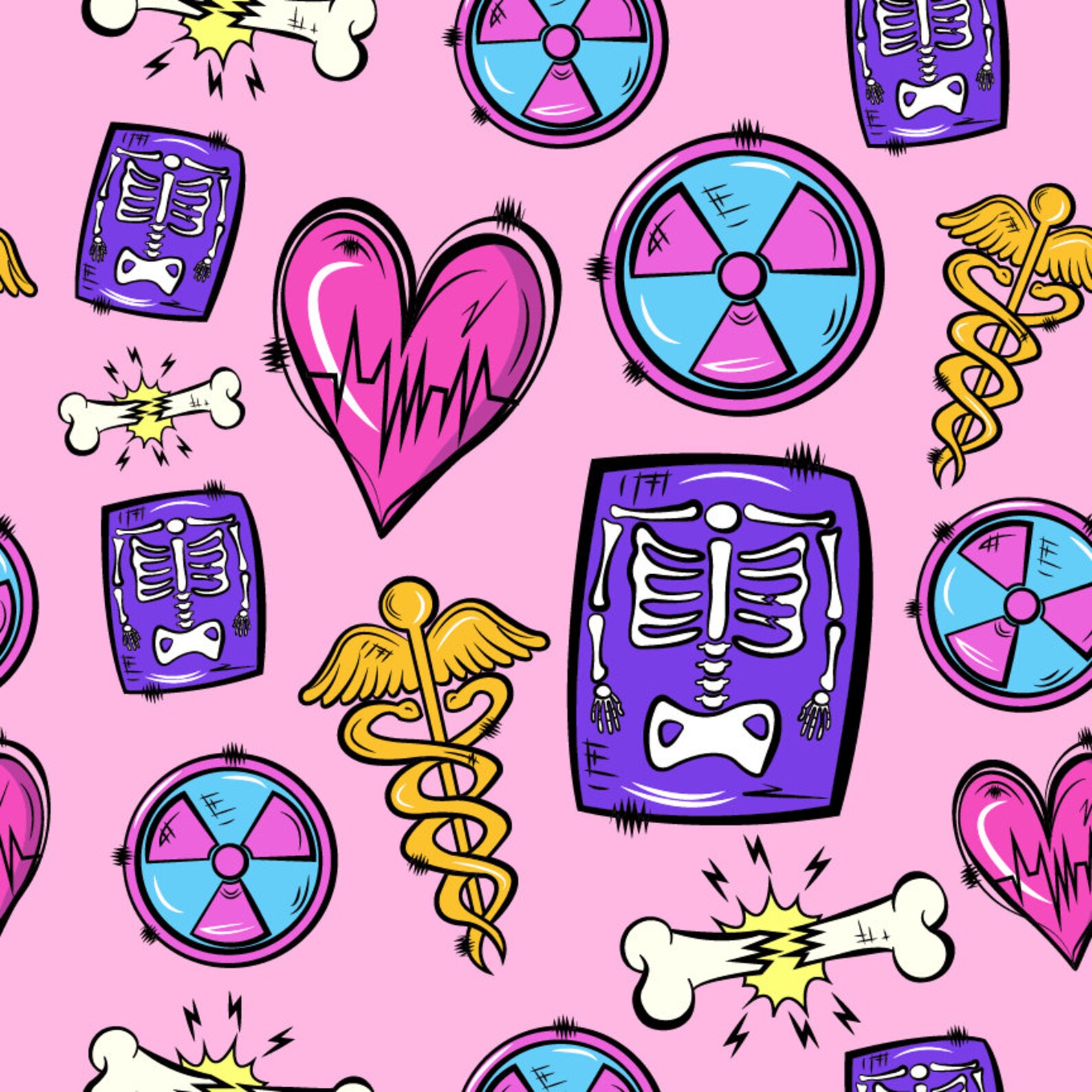 Spring Radiology Designs Radiologie Seamless Pattern Png, Radiology Tech, Dessiné à La Main ...