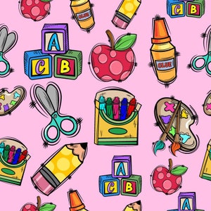 Daycare Teacher Seamless Pattern,First day of School Png,Hand drawn,Preschool,Art prints,Digital Paper