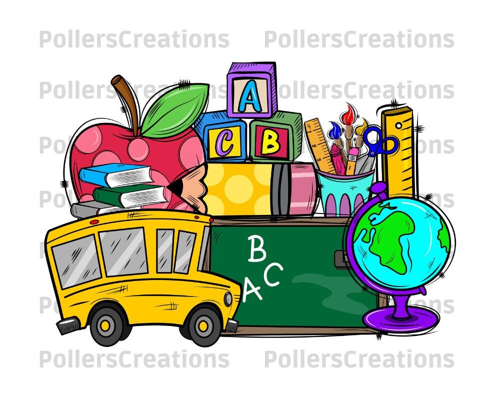 School Doodles Clipart,First Day Of School Png,School Supplies,Teacher,School Frame Png,Students,Hand Drawn,Pencil Clipart