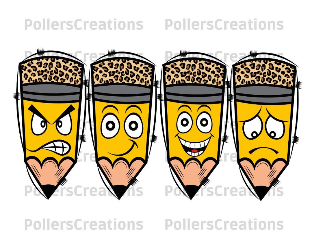 Emotion Faces Print Pencil School Sublimation Png Hand Drawn Pencil ...