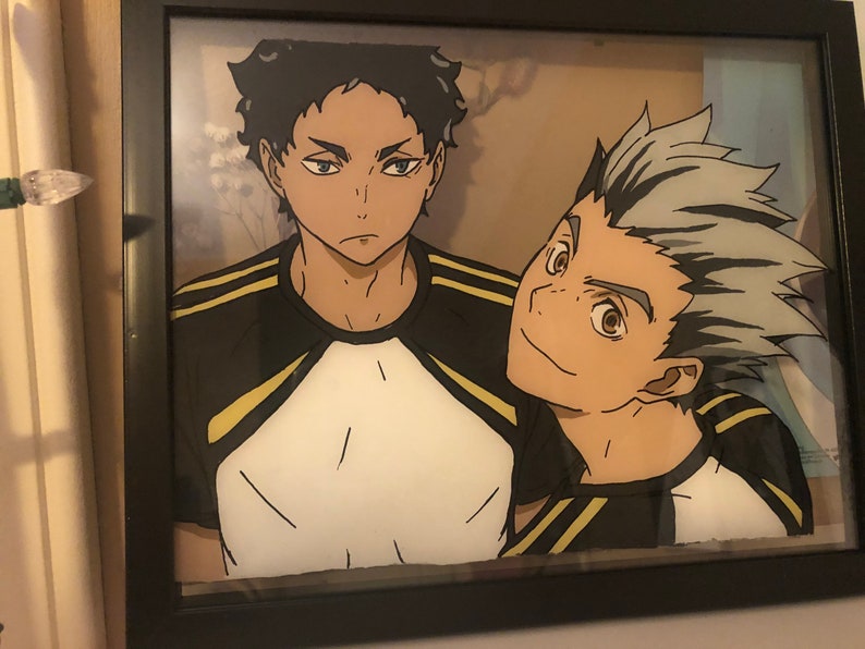 Akaashi /& Bokuto glass painting