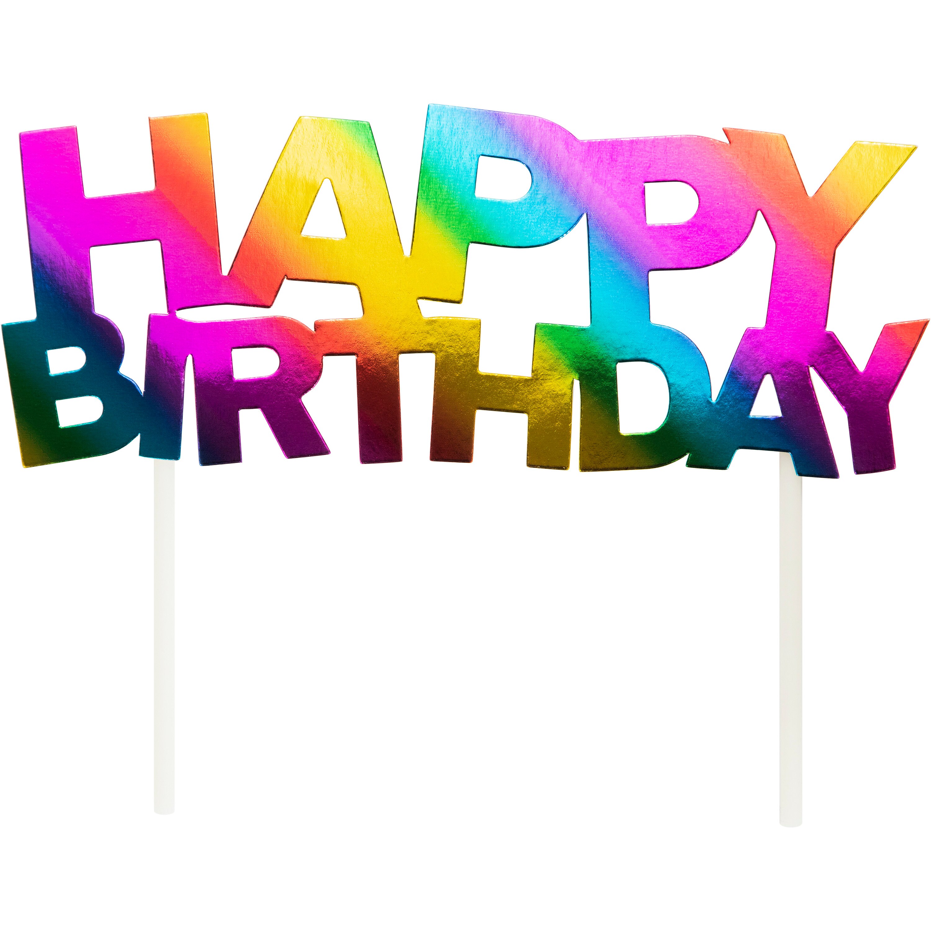 Rainbow Birthday Cake Topper Kit Metallic Rainbow Birthday Etsy