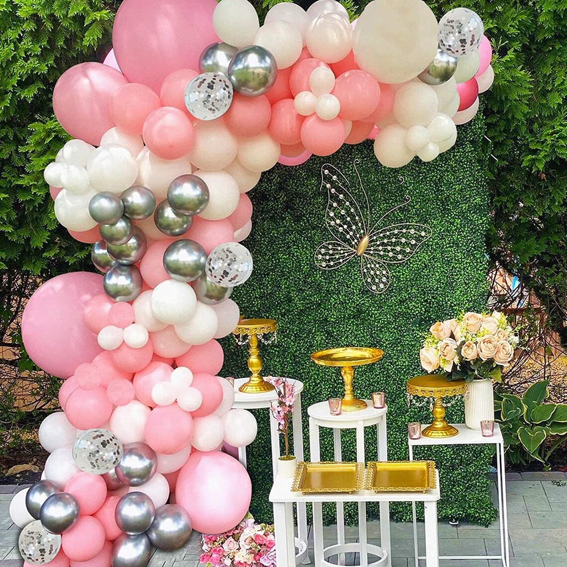 100pcs Pink Silver Balloons Garland Arch Kit 5inch 10 Inch 12 - Etsy UK