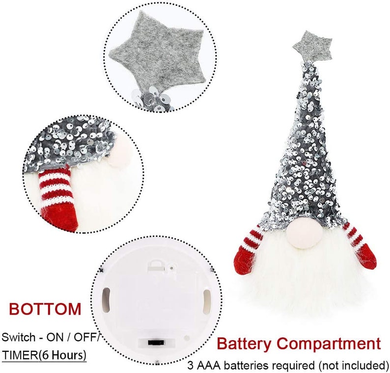 Scandinavian Christmas Gnome Lights With Timer Swedish Santa Etsy